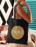 Black Tote Bag With Gold Text